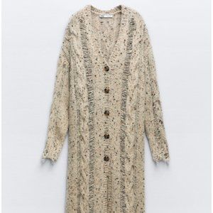 Zara Cable Knit Torn Coat